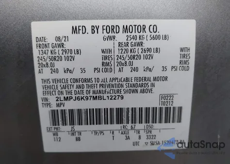 2021 Lincoln Nautilus Reserve z USA, uszkodzony, nr VIN 2LMPJ6K97MBL12279